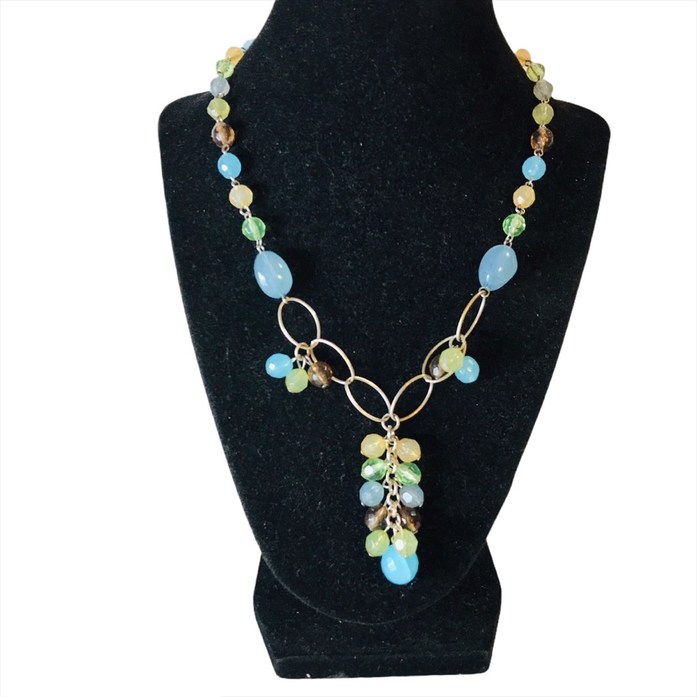 Pastel Faux Gem Bead Necklace Lavaliere